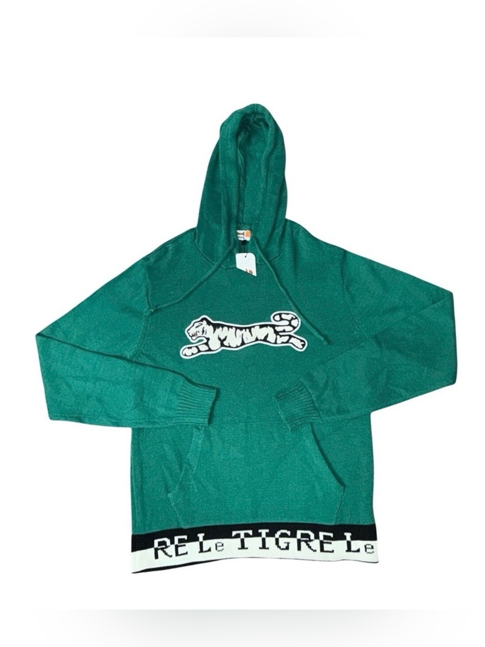LE TIGRE NWT Green Tiger Logo Knit Pullover Hoodie | Men's Sizes S M L